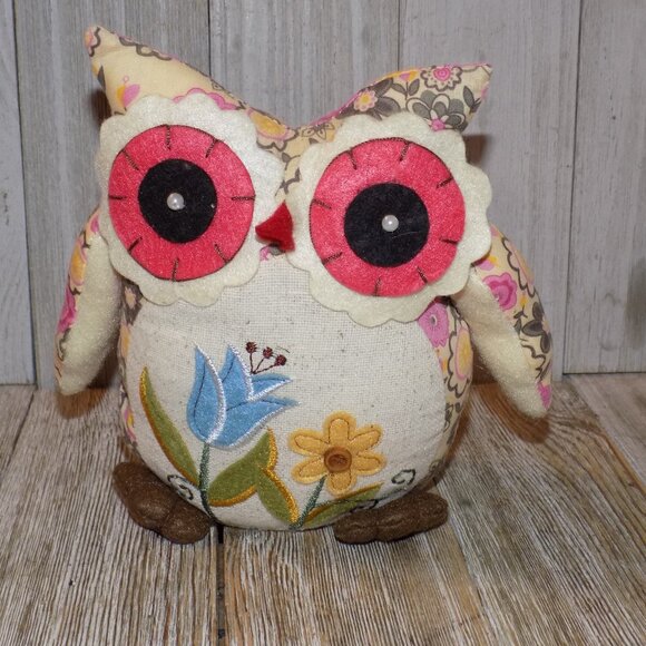 OWL FLORAL FLOWER HOME DECO STUFFED ANIMAL  * - Picture 2 of 9